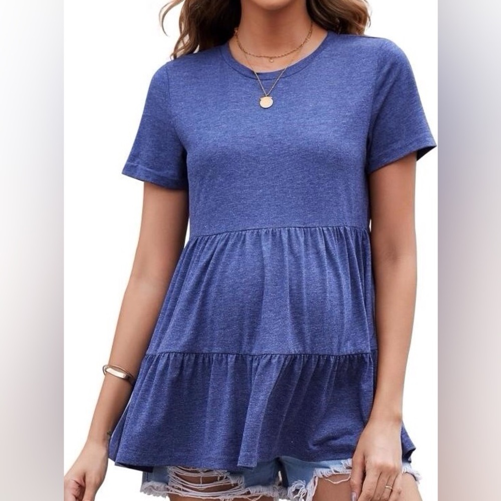 Short Sleeve Tiered Maternity Tee Shirt